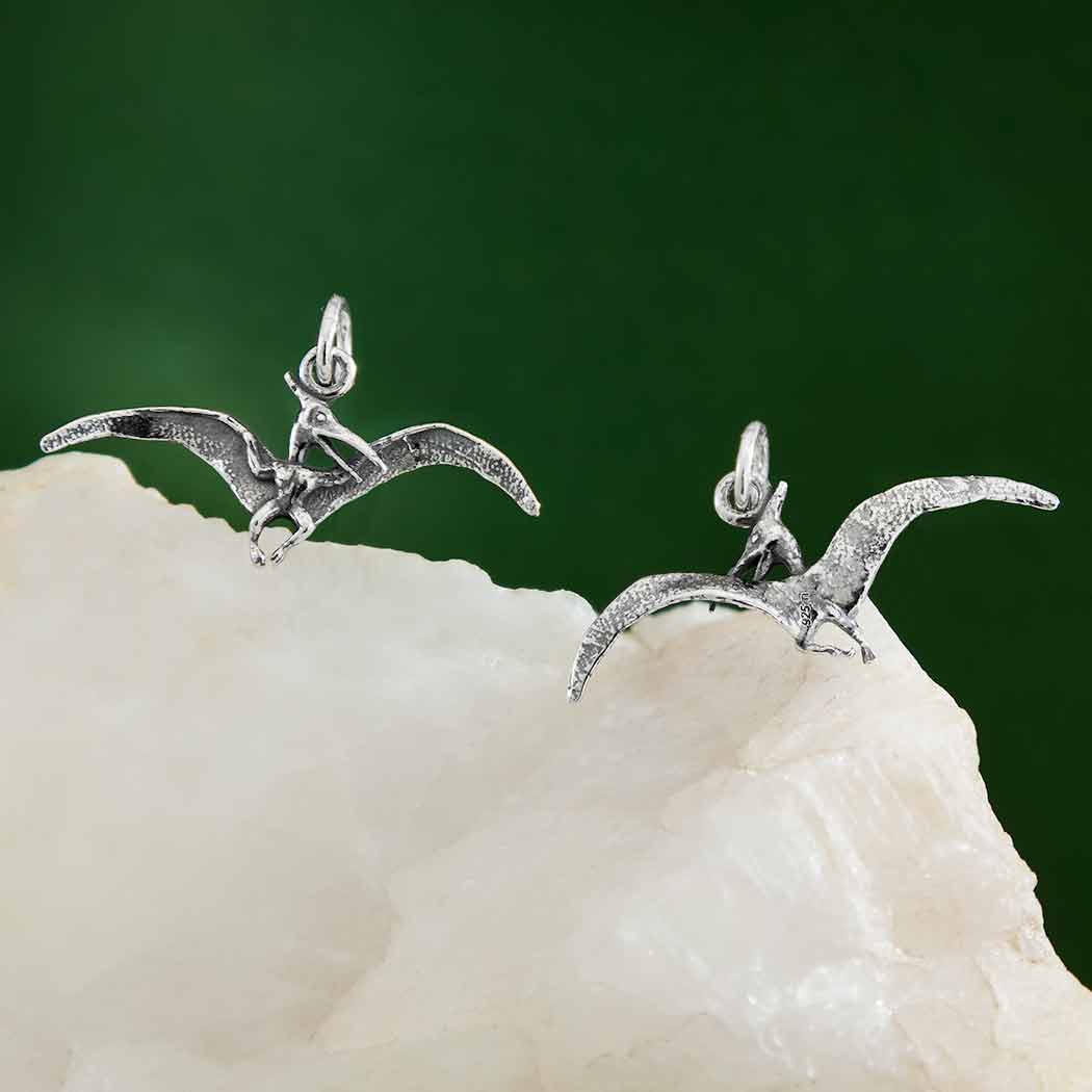 Sterling Silver Pterodactyl Dinosaur Charm - Poppies Jewelry