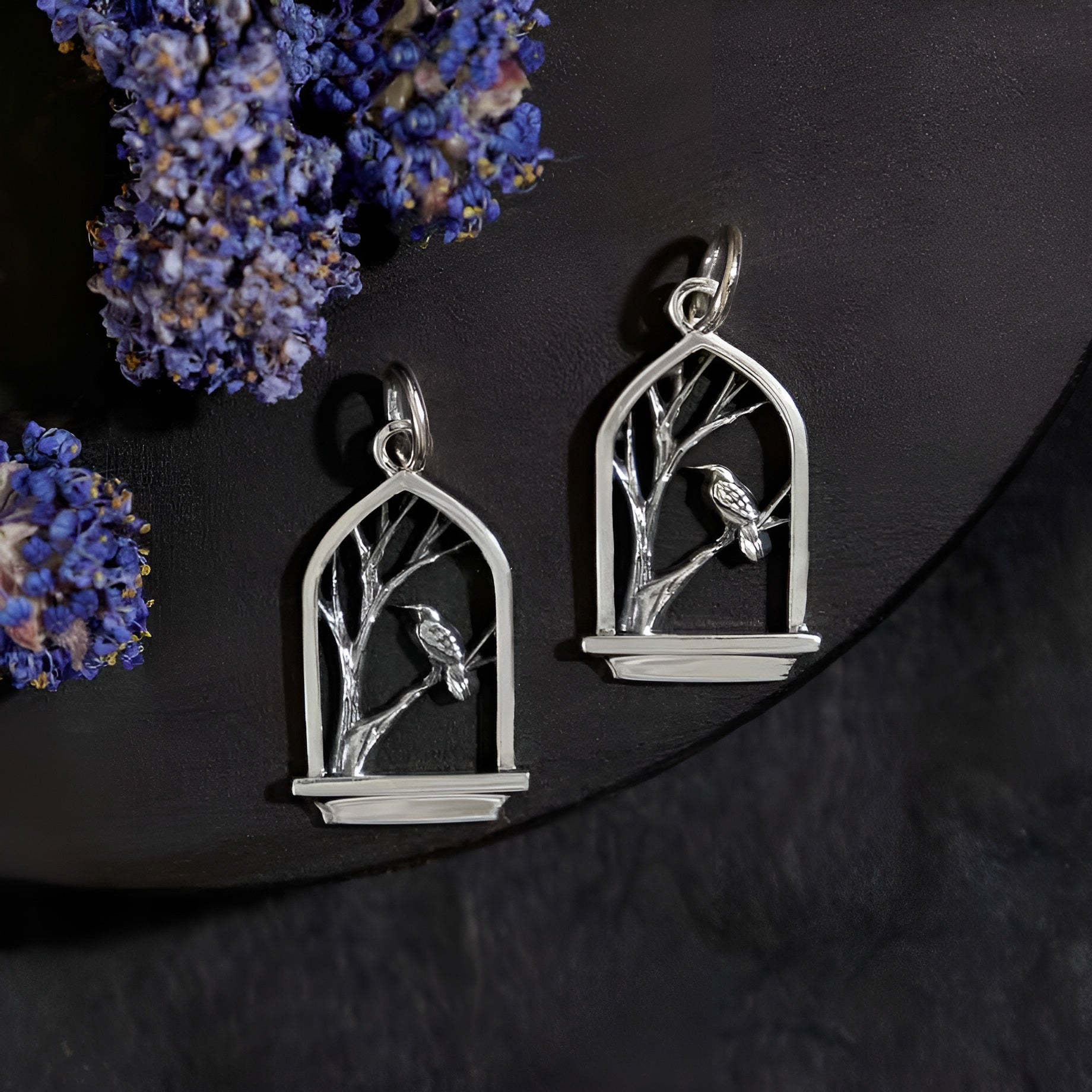 Sterling Silver Raven in Window Charm - Tia Tynette Designs