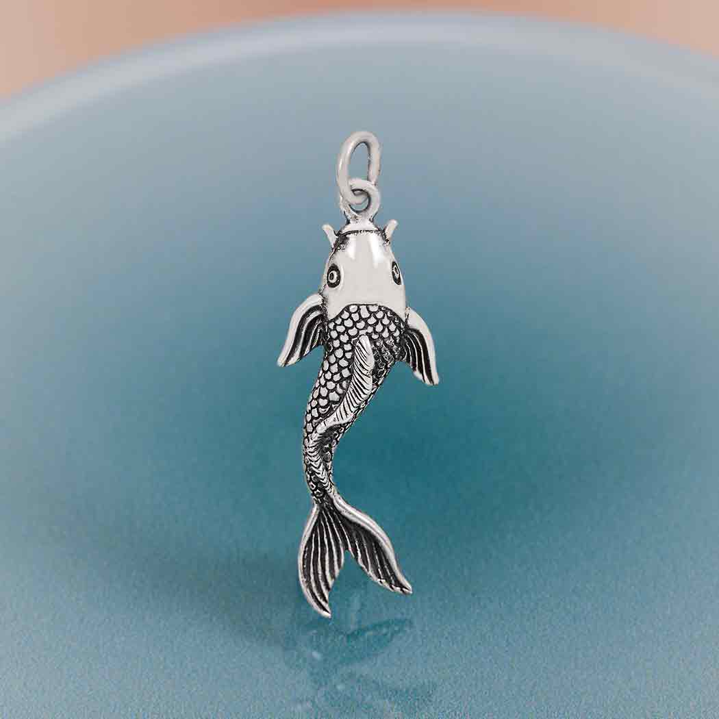 Sterling Silver Single Koi Charm - Poppies Jewelry