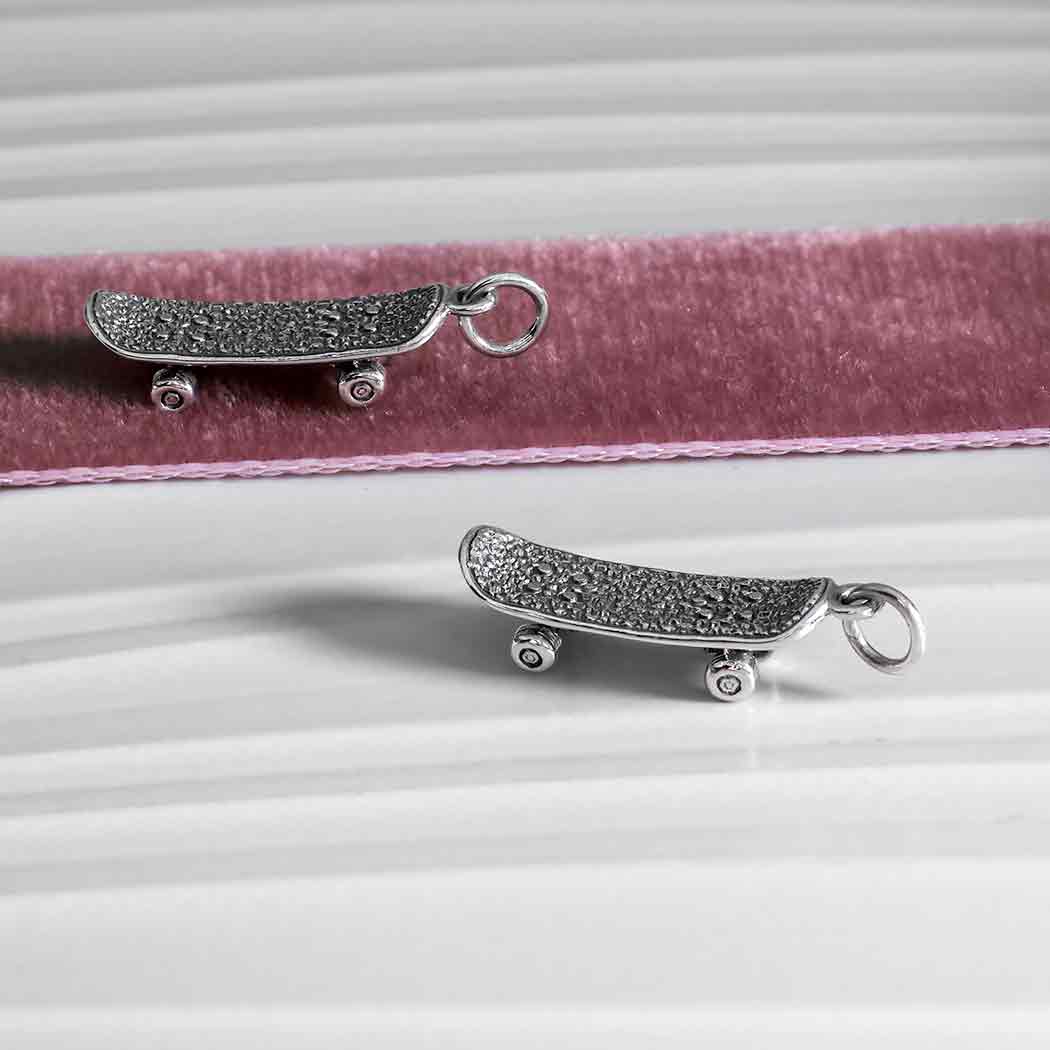 Sterling Silver Skateboard Charm - Tia Tynette Designs