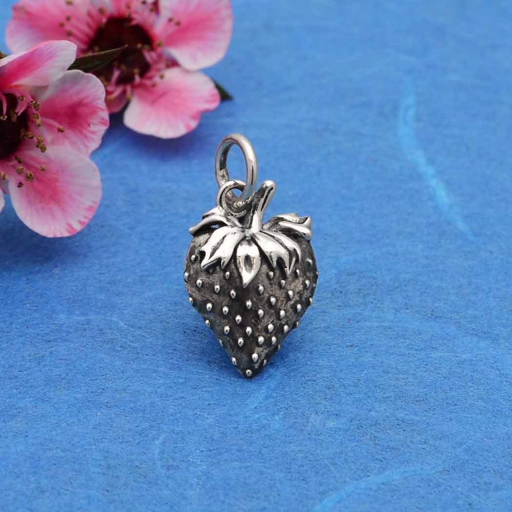 Sterling Silver Strawberry Charm - Poppies Jewelry