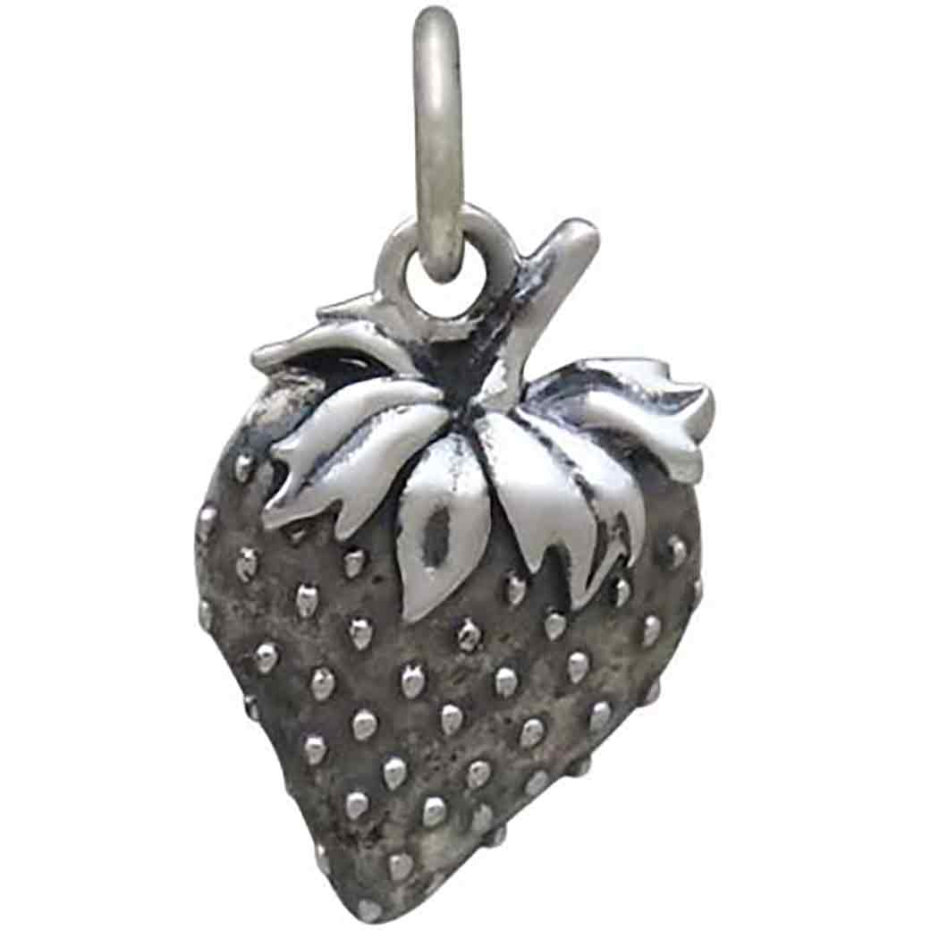 Sterling Silver Strawberry Charm - Poppies Jewelry