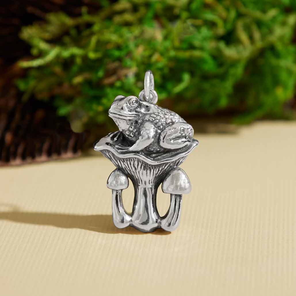 Sterling Silver Toad and Mushroom Pendant - Tia Tynette Designs