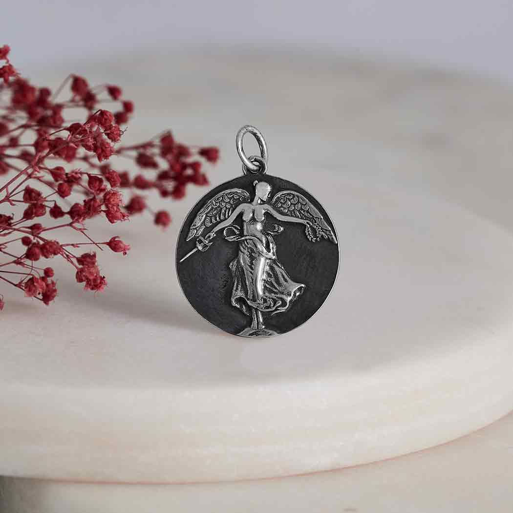 Sterling Silver Victory Angel Pendant - Poppies Jewelry