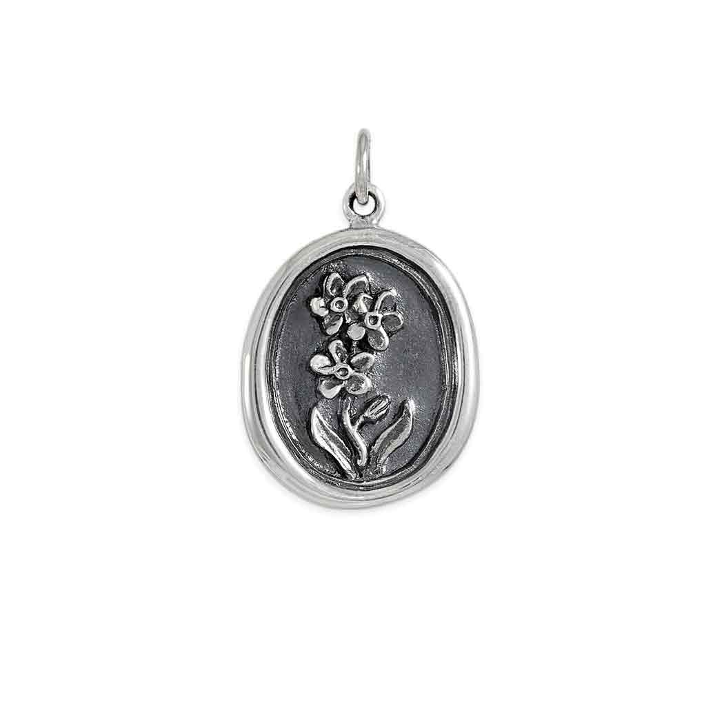 Sterling Silver Wax Seal Forget Me Not Charm - Tia Tynette Designs