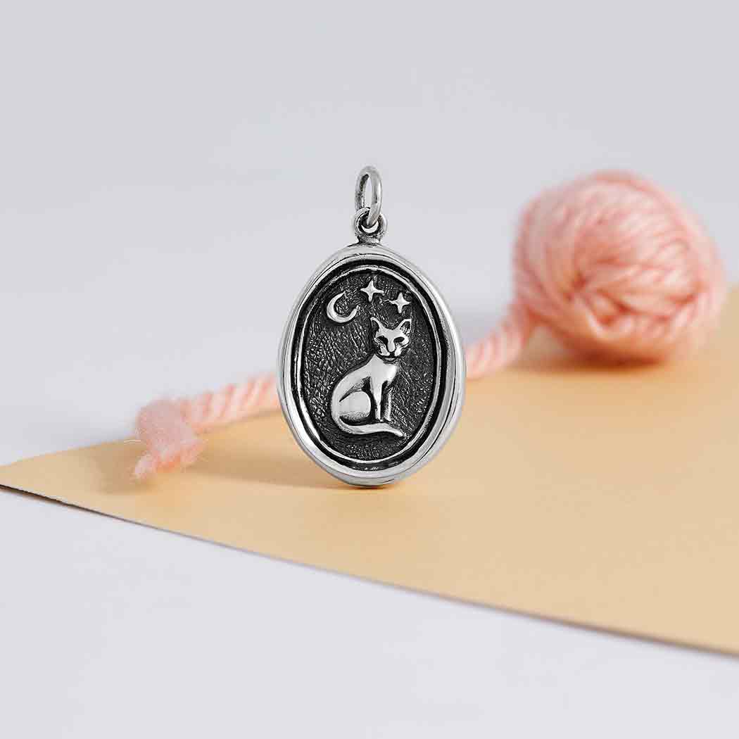 Sterling Silver Wax Seal Sitting Cat Charm - Tia Tynette Designs