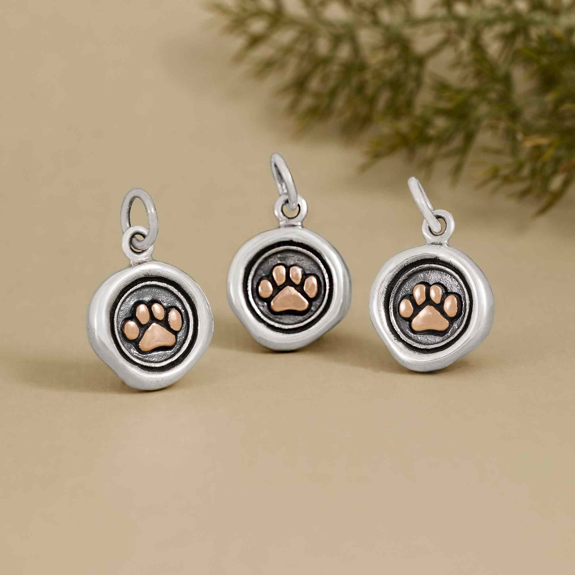 Sterling Silver Wax Seal with Bronze Paw Print Charm - Tia Tynette Designs