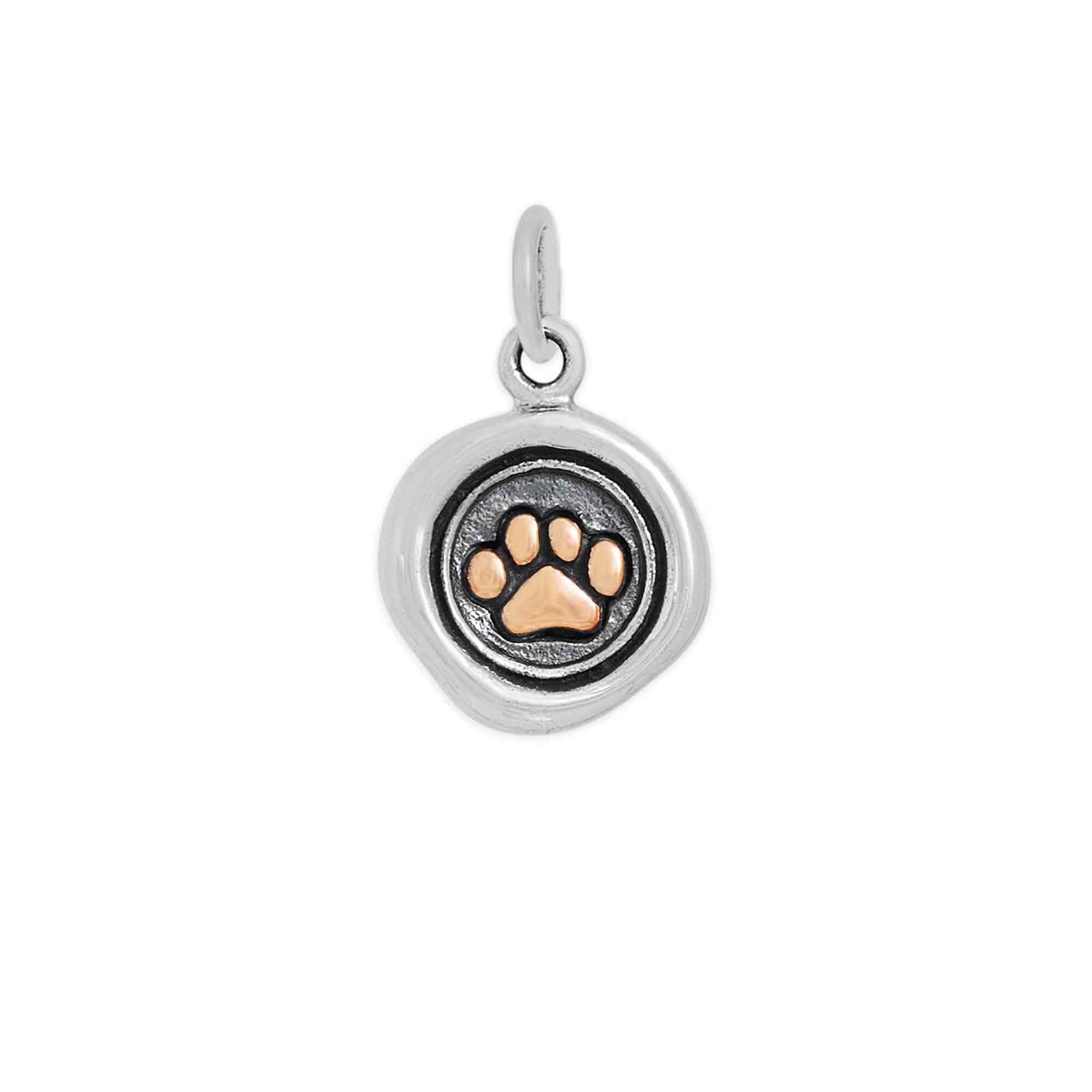 Sterling Silver Wax Seal with Bronze Paw Print Charm - Tia Tynette Designs