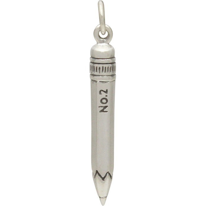 Sterling Silver Realistic No 2 Pencil Charm - Poppies Beads n' More