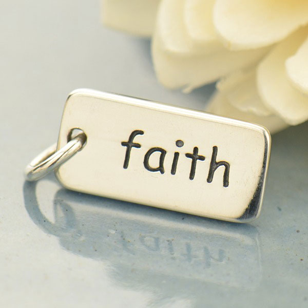 Sterling Silver Word Charm: "faith" - Poppies Beads n' More