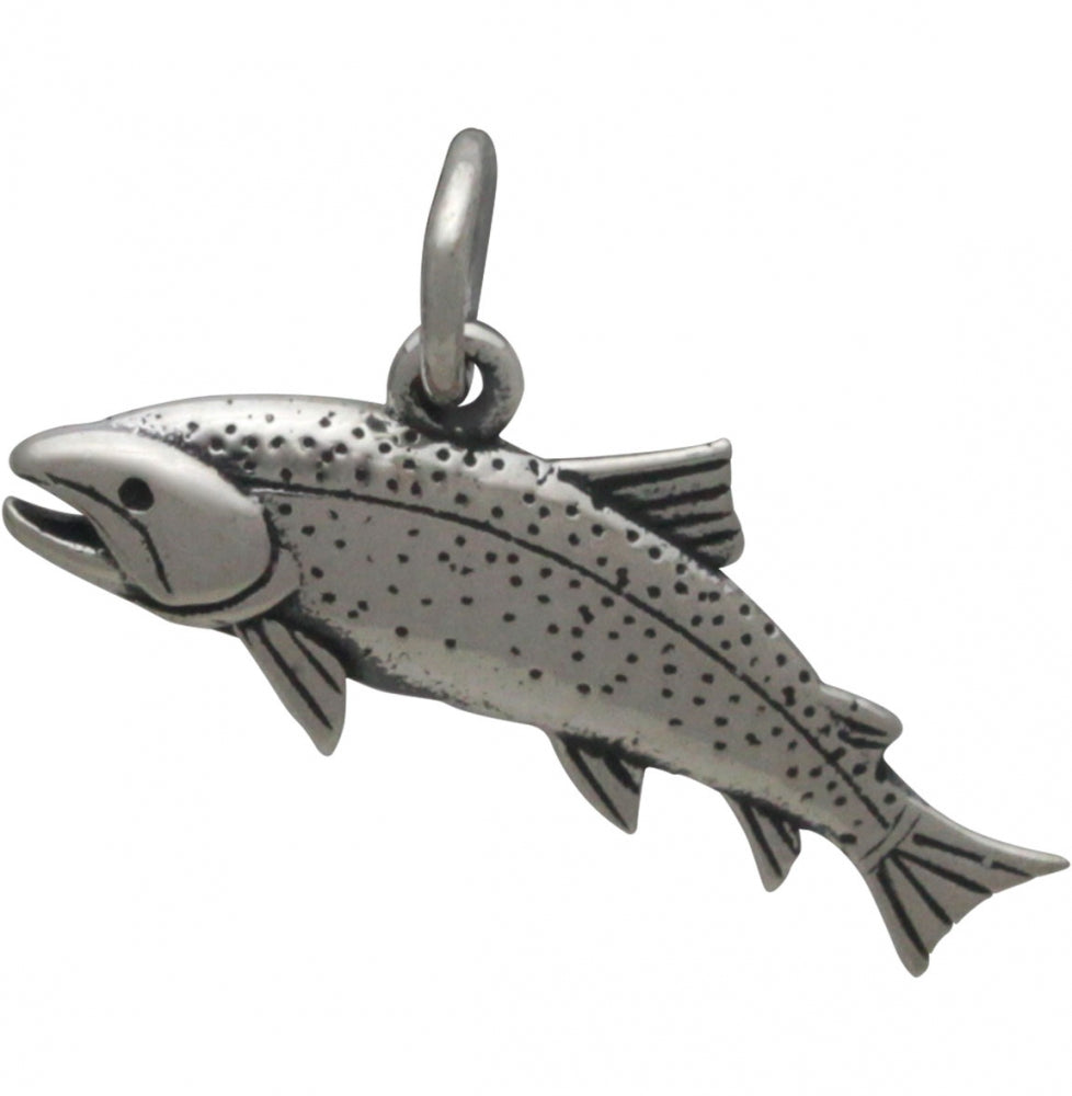 Sterling Silver Trout Charm - Fish Charm - Poppies Beads n' More