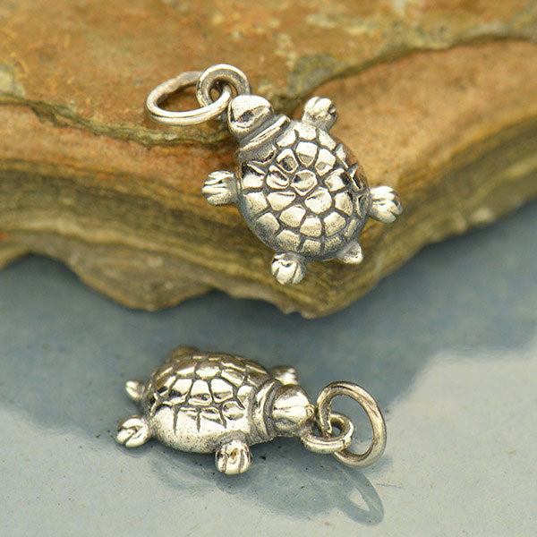Sterling Silver Turtle Charm - Beach Charm - Poppies Beads n' More
