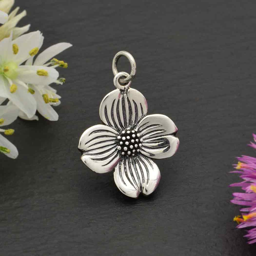 Sterling Silver Dogwood Flower Charm - Poppies Jewelry