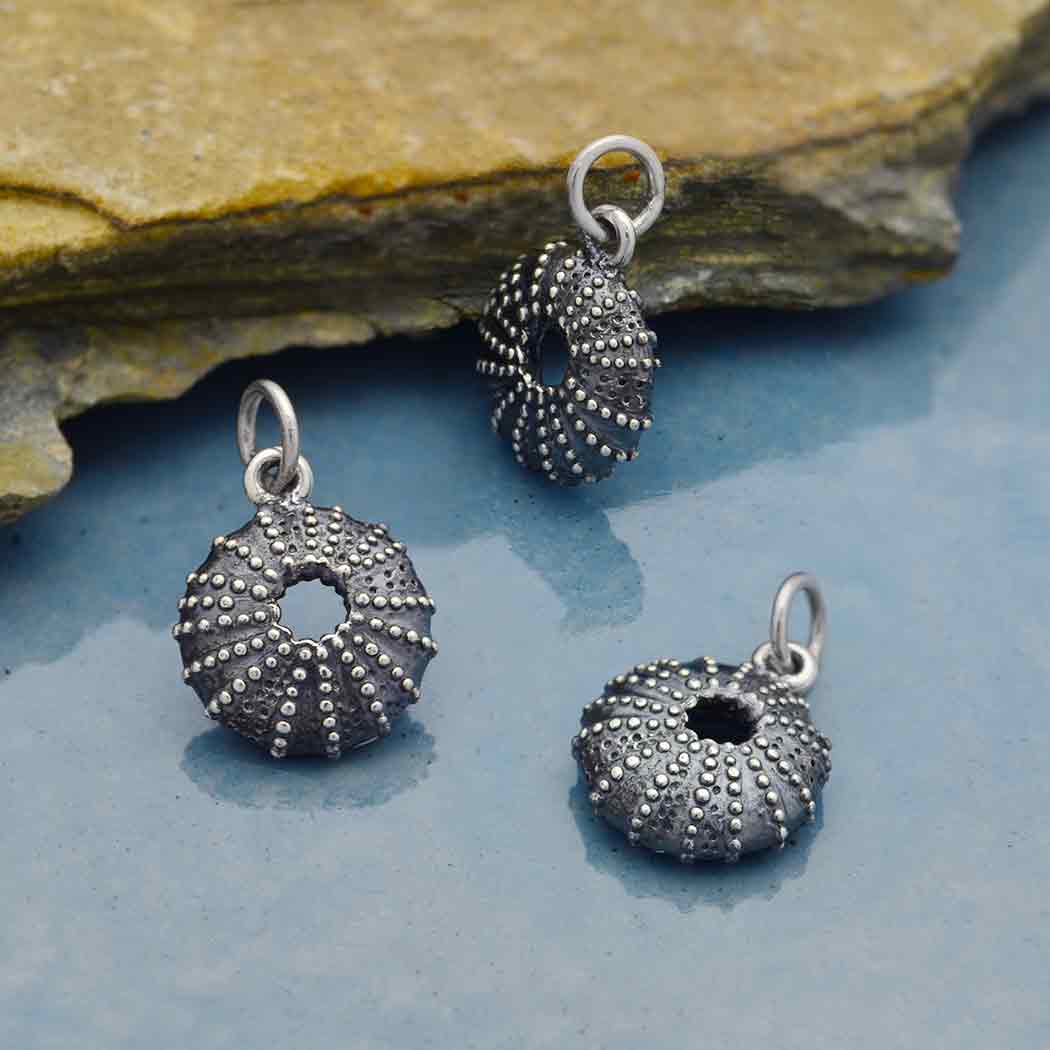 Sterling Silver Mini Sea Urchin Charm - Tia Tynette Designs