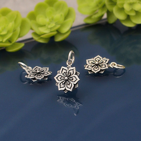 Sterling Silver Flower Mandala Charm - Poppies Beads n' More