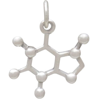Sterling Silver Caffeine Molecule Charm - Poppies Beads n' More