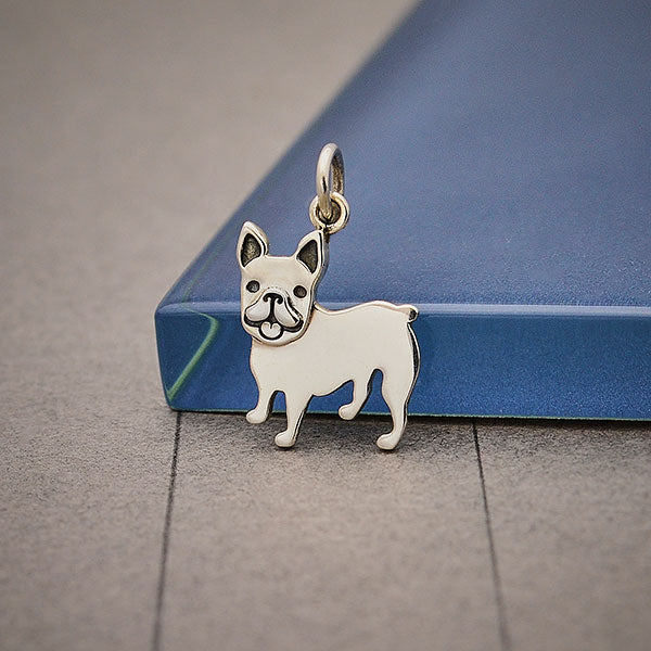 Sterling Silver French Bulldog Dog Charm - Poppies Beads n' More