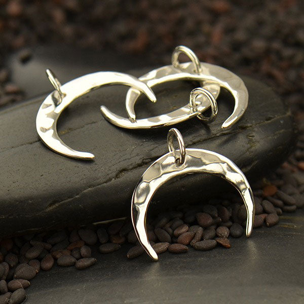 Hammered Crescent Moon Charm - Poppies Beads n' More