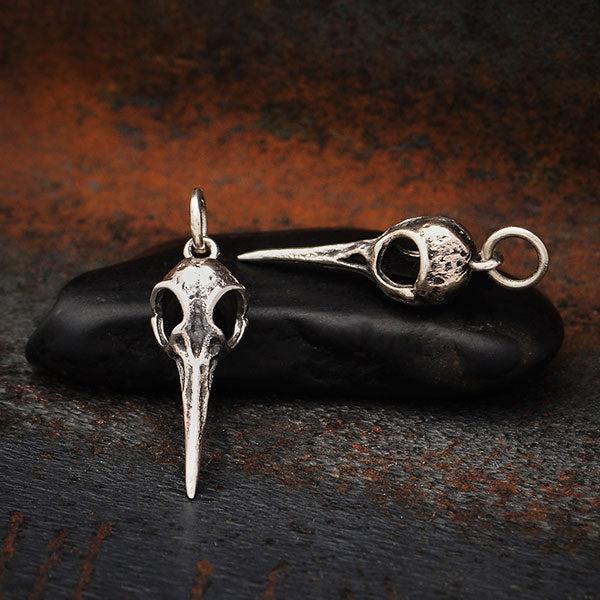 Sterling Silver Hummingbird Skull Charm, - Poppies Beads n' More