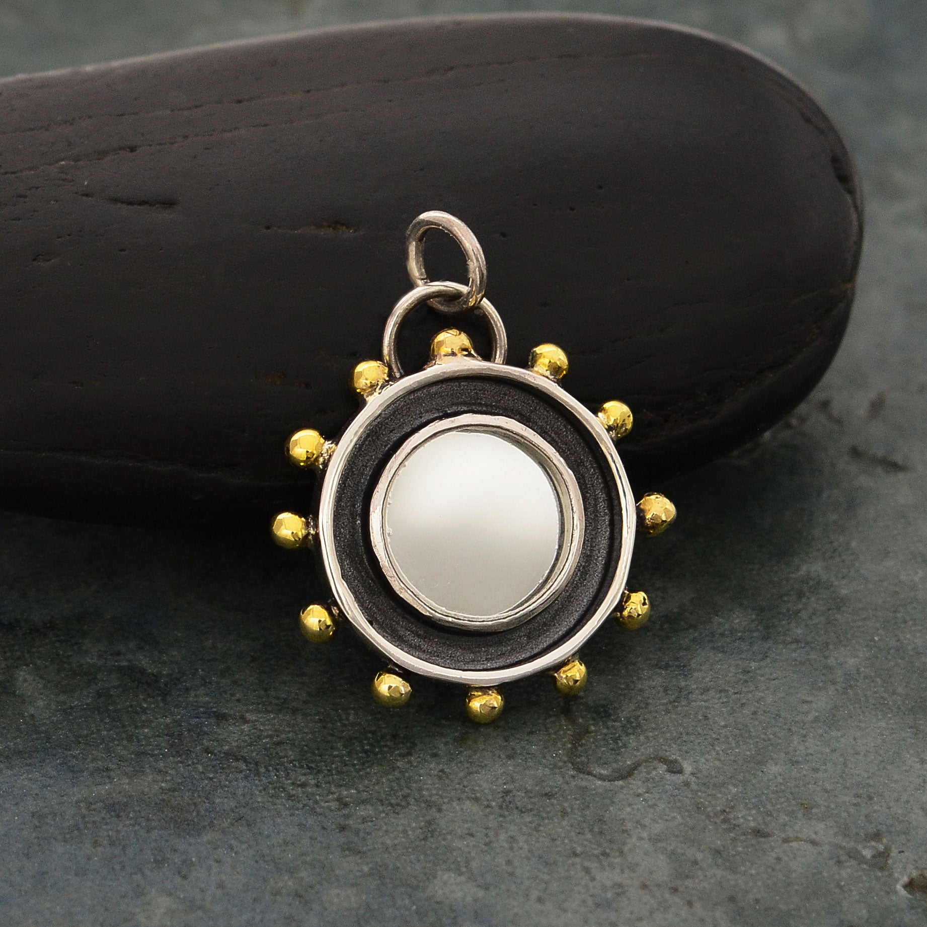 Sterling Silver Mirror Charm with Shadowbox Frame - Poppies Beads n' More