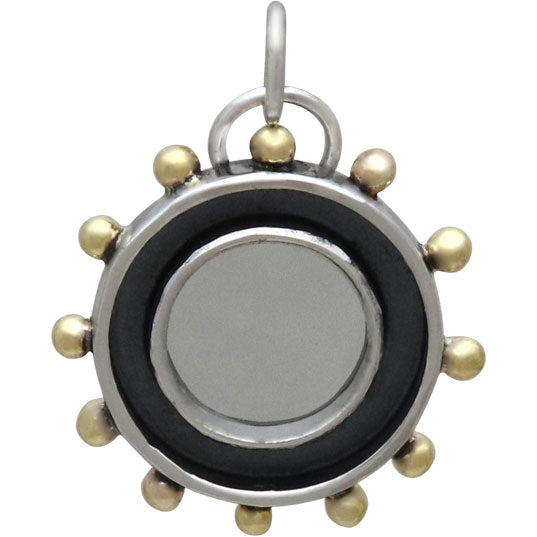 Sterling Silver Mirror Charm with Shadowbox Frame - Poppies Beads n' More