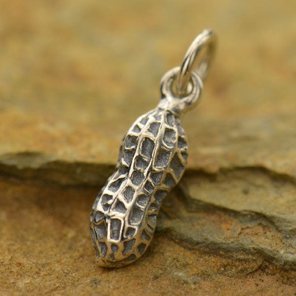 Sterling Silver Peanut Charm - Food Charm - Poppies Beads n' More