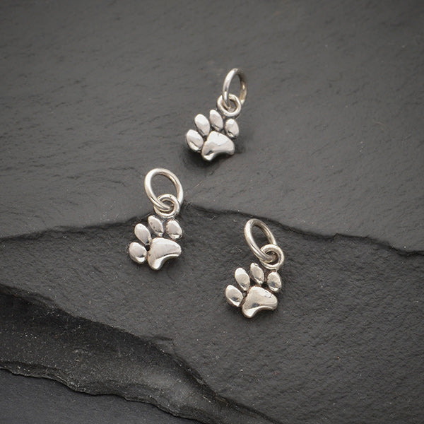 Sterling Silver Tiny Puffy Paw Charm - Poppies Beads n' More