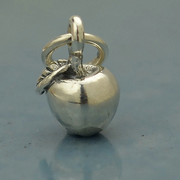 Tiny Sterling Silver Apple Charm - Poppies Beads n' More