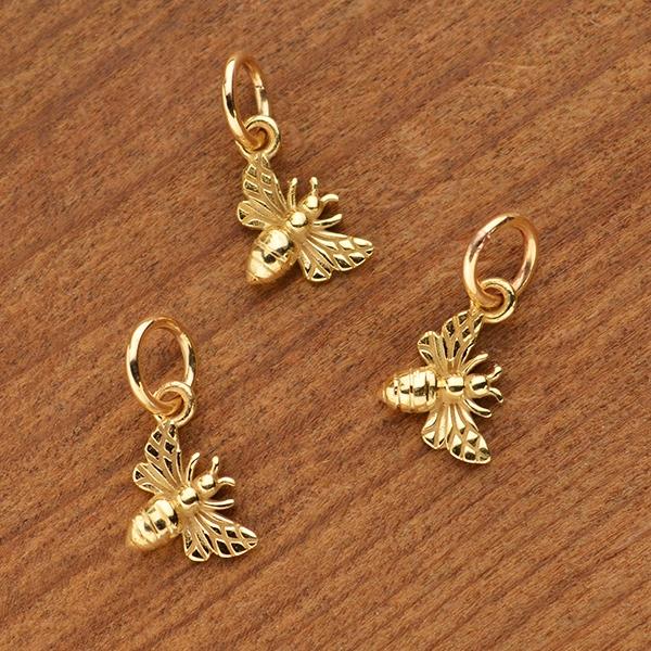 Tiny Honey Bee Charm - Poppies Beads n' More