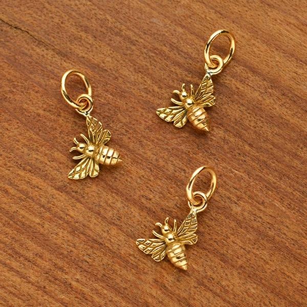 Tiny Honey Bee Charm - Poppies Beads n' More
