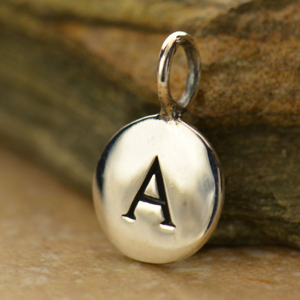 Small Letter Disk Charm, - Poppies Beads n' More