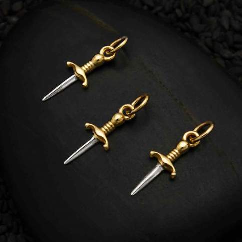 Mixed Metal Mini Dagger Charm - Poppies Jewelry