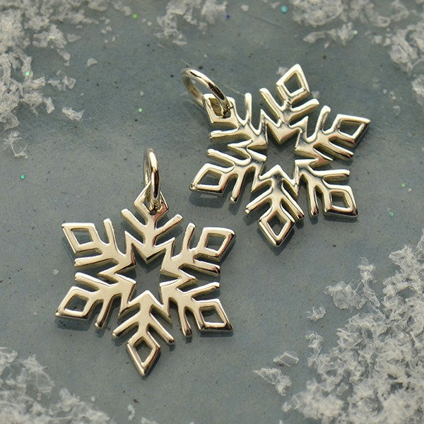 Sterling Silver Small Openwork Snowflake Charm - Poppies Beads n' More