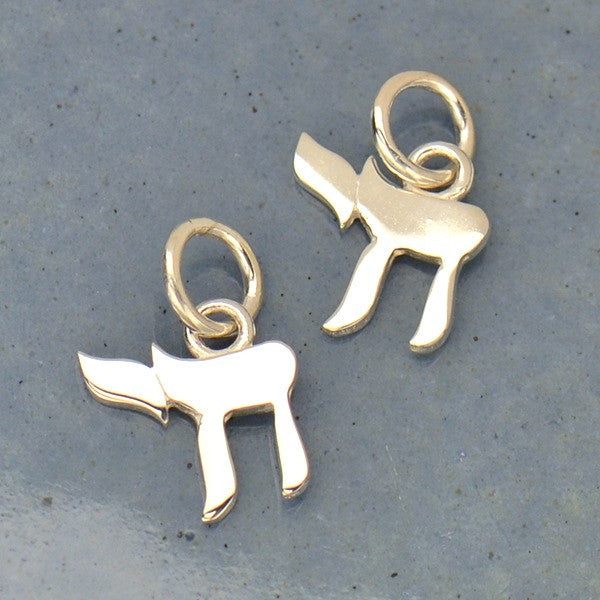 Sterling Silver Chai Life Symbol Charm - Jewish Charm - Poppies Beads n' More