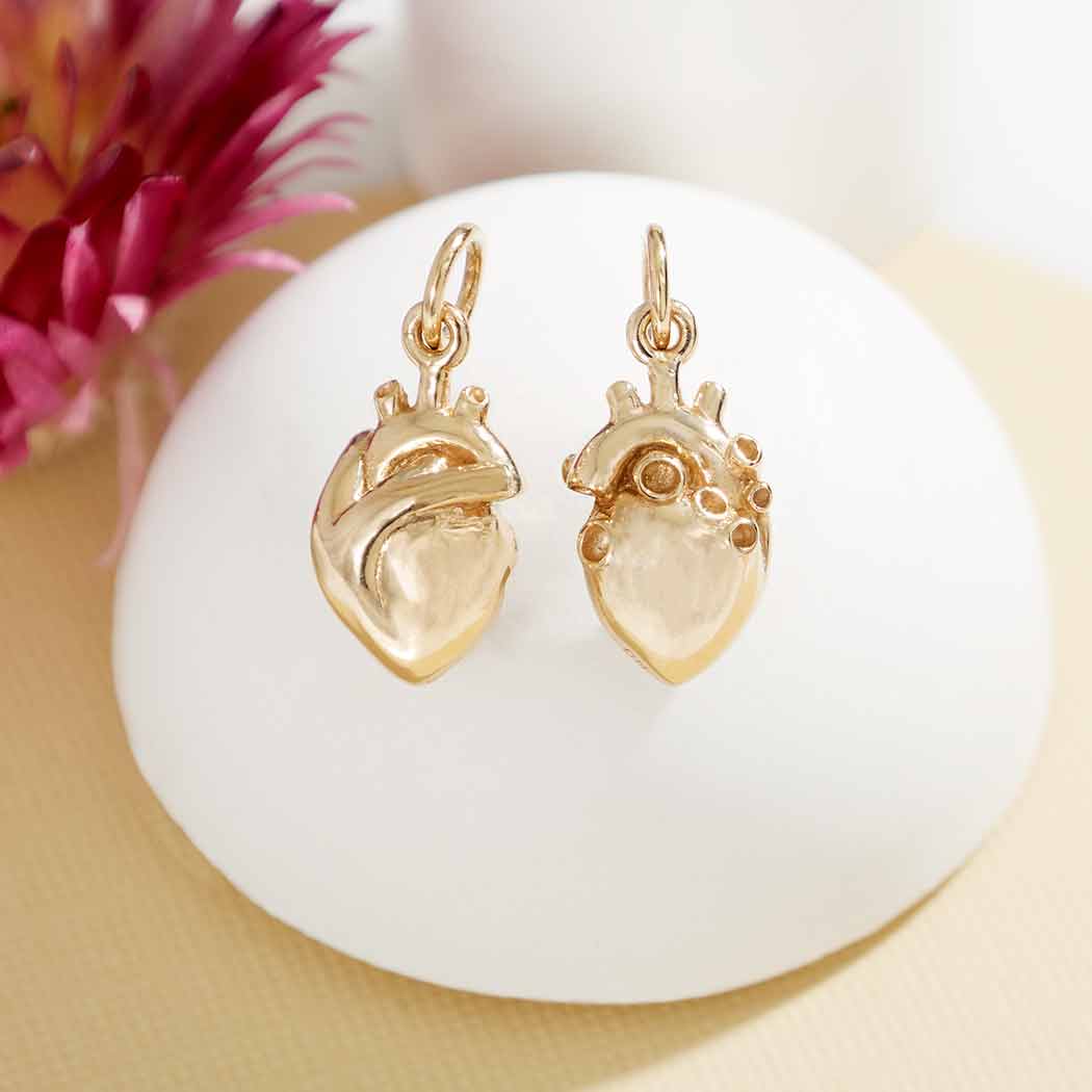 Bronze Small 3D Anatomical Heart Charm - Tia Tynette Designs