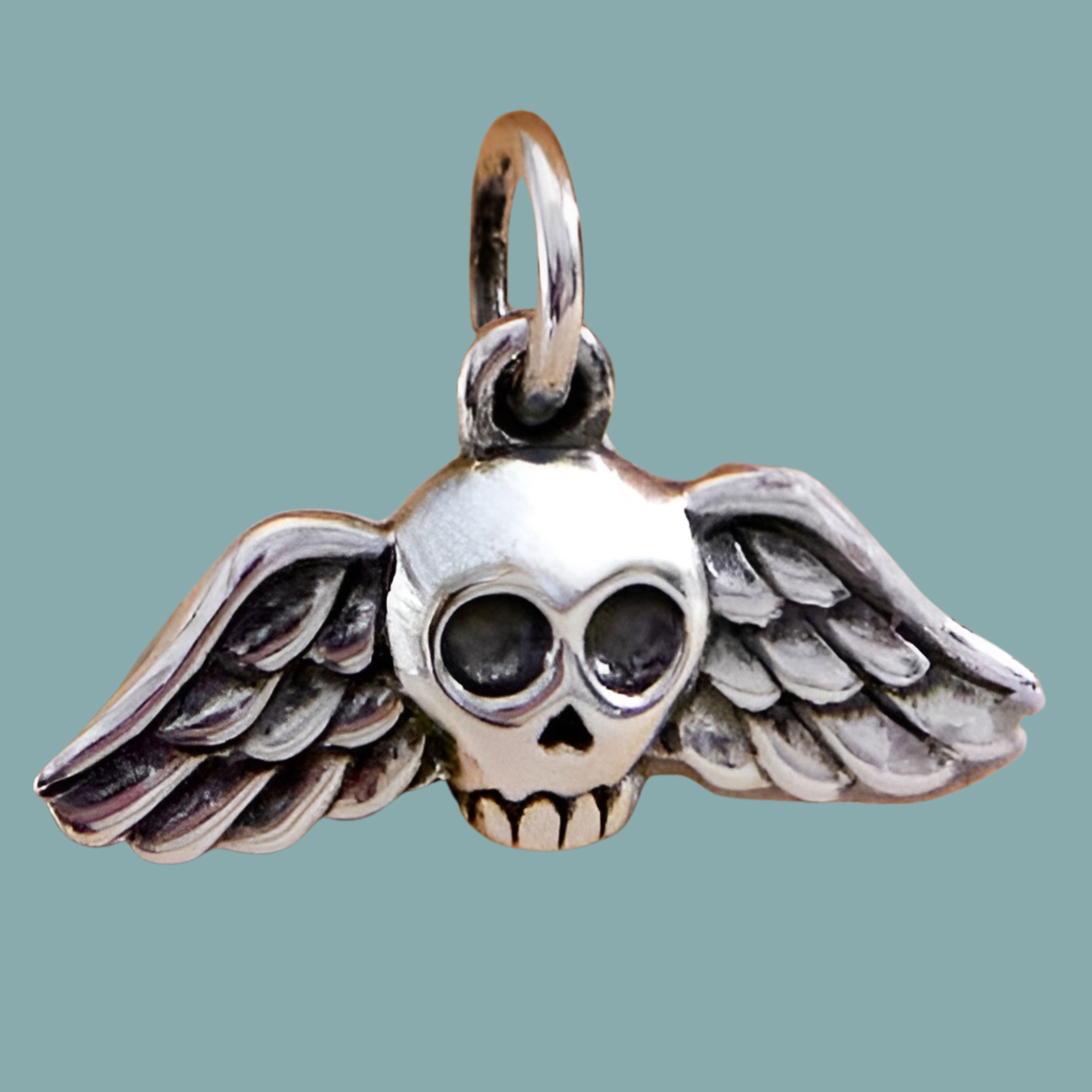 Sterling Silver Mini Winged Skull Charm - Tia Tynette Designs