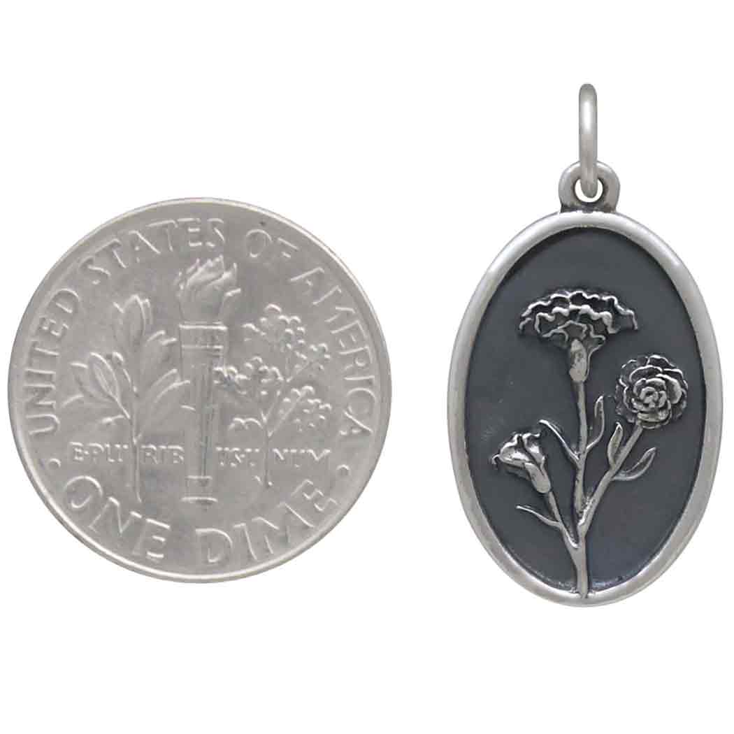 Silver Carnation Charm - January Birthflower - Tia Tynette Designs