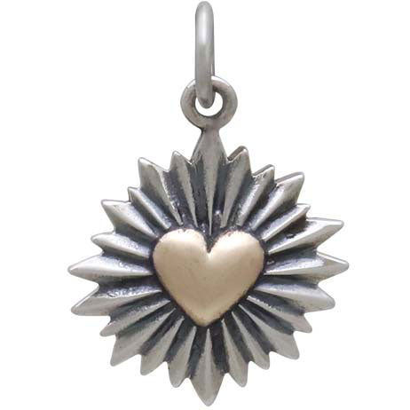 Mixed Metal Heart Charm with Sunrays - Tia Tynette Designs