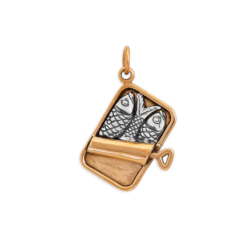 Mixed Metal Sardine Can Charm - Poppies Jewelry
