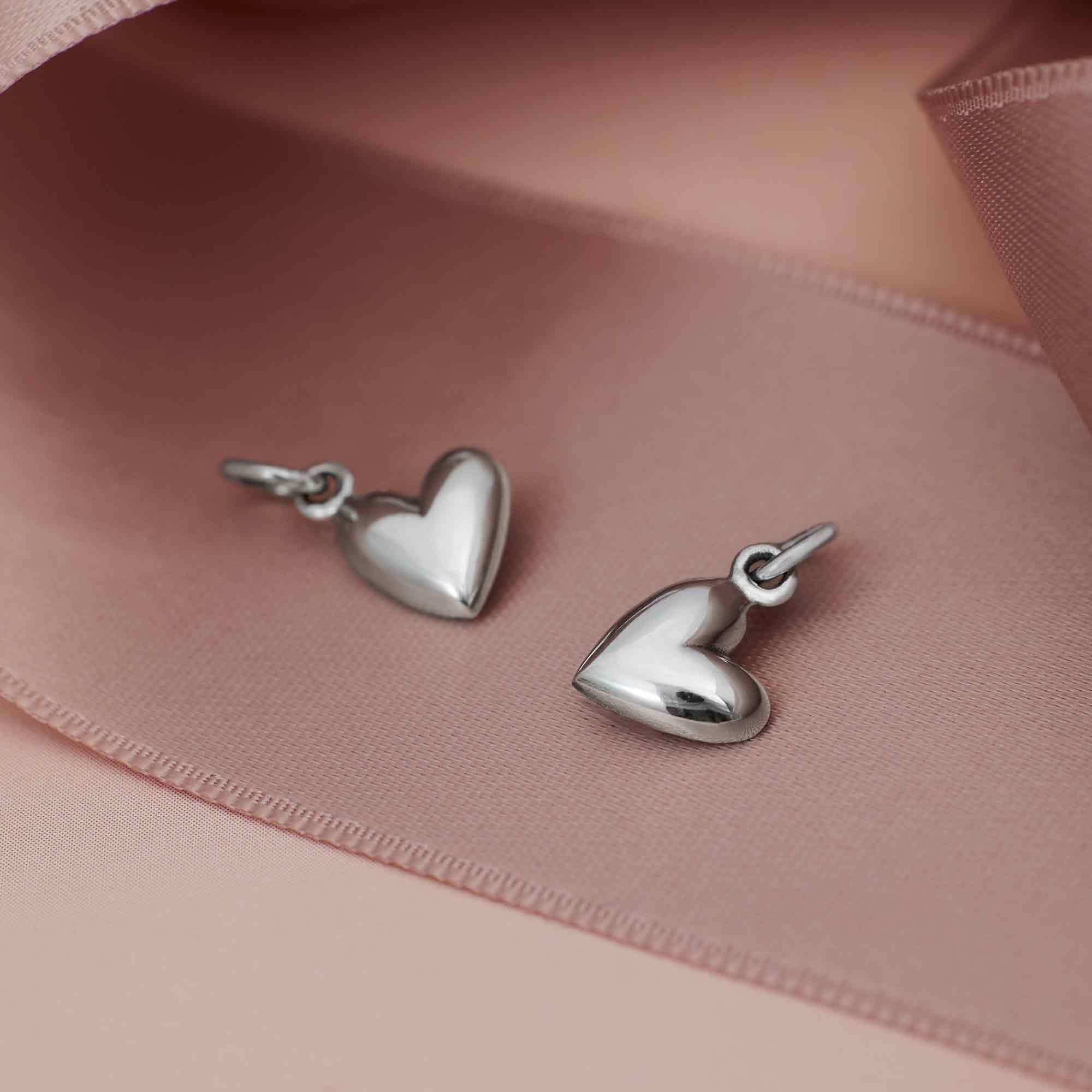 Sterling Silver Small Puffy Heart Charm - Tia Tynette Designs