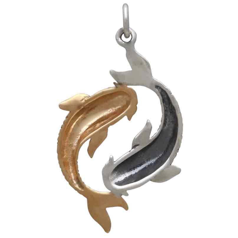 Mixed Metal Double Koi Pendant - Poppies Jewelry