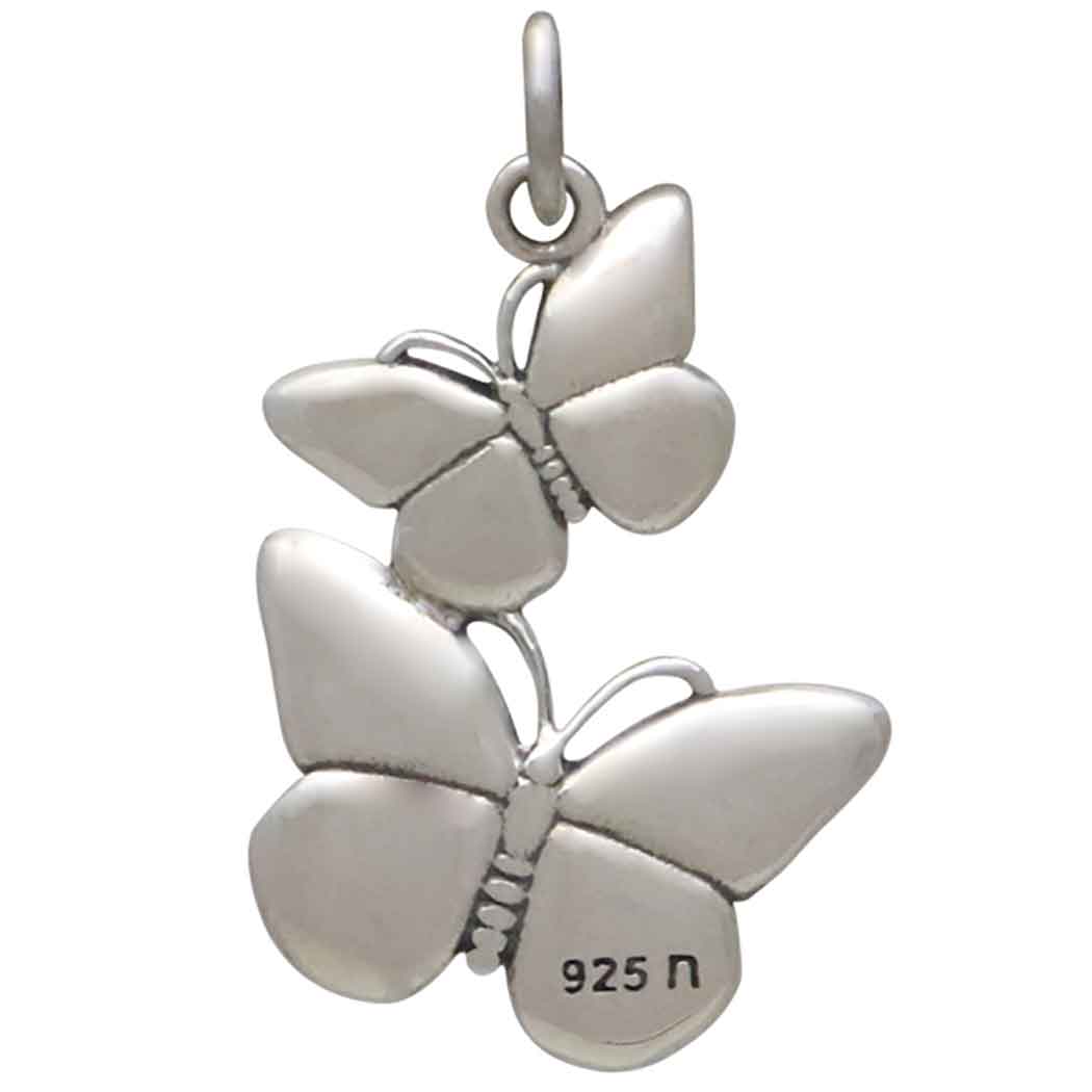 Sterling Silver Dimensional Flying Butterflies Charm