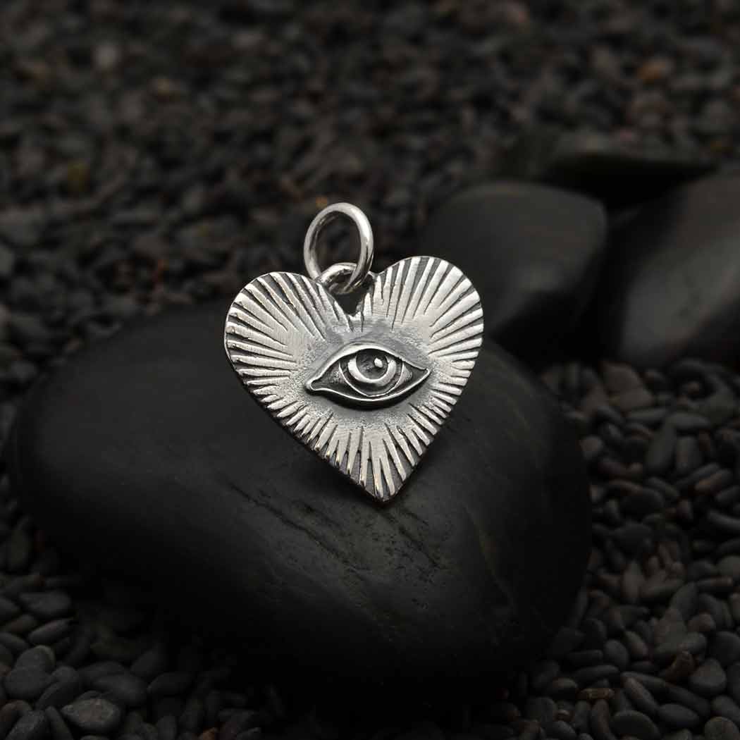 Sterling Silver Eye in Radiant Heart Charm - Tia Tynette Designs