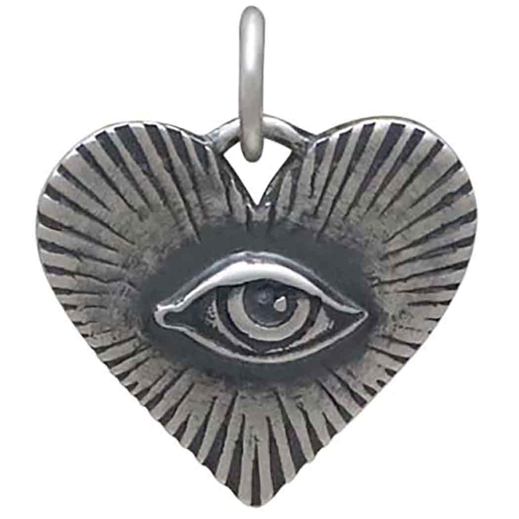 Sterling Silver Eye in Radiant Heart Charm - Tia Tynette Designs