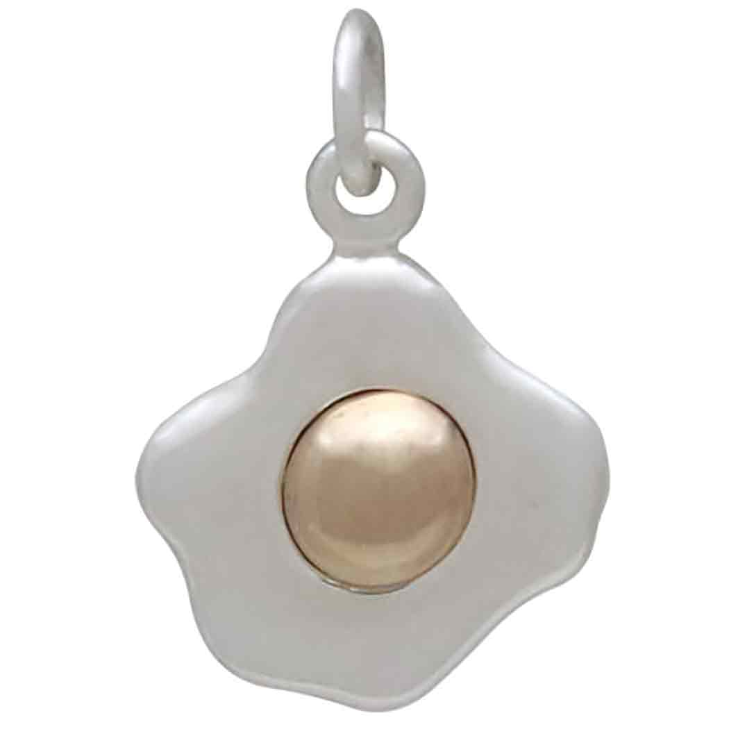 Sterling Silver Fried Egg Charm with Bronze Yolk - Tia Tynette Designs