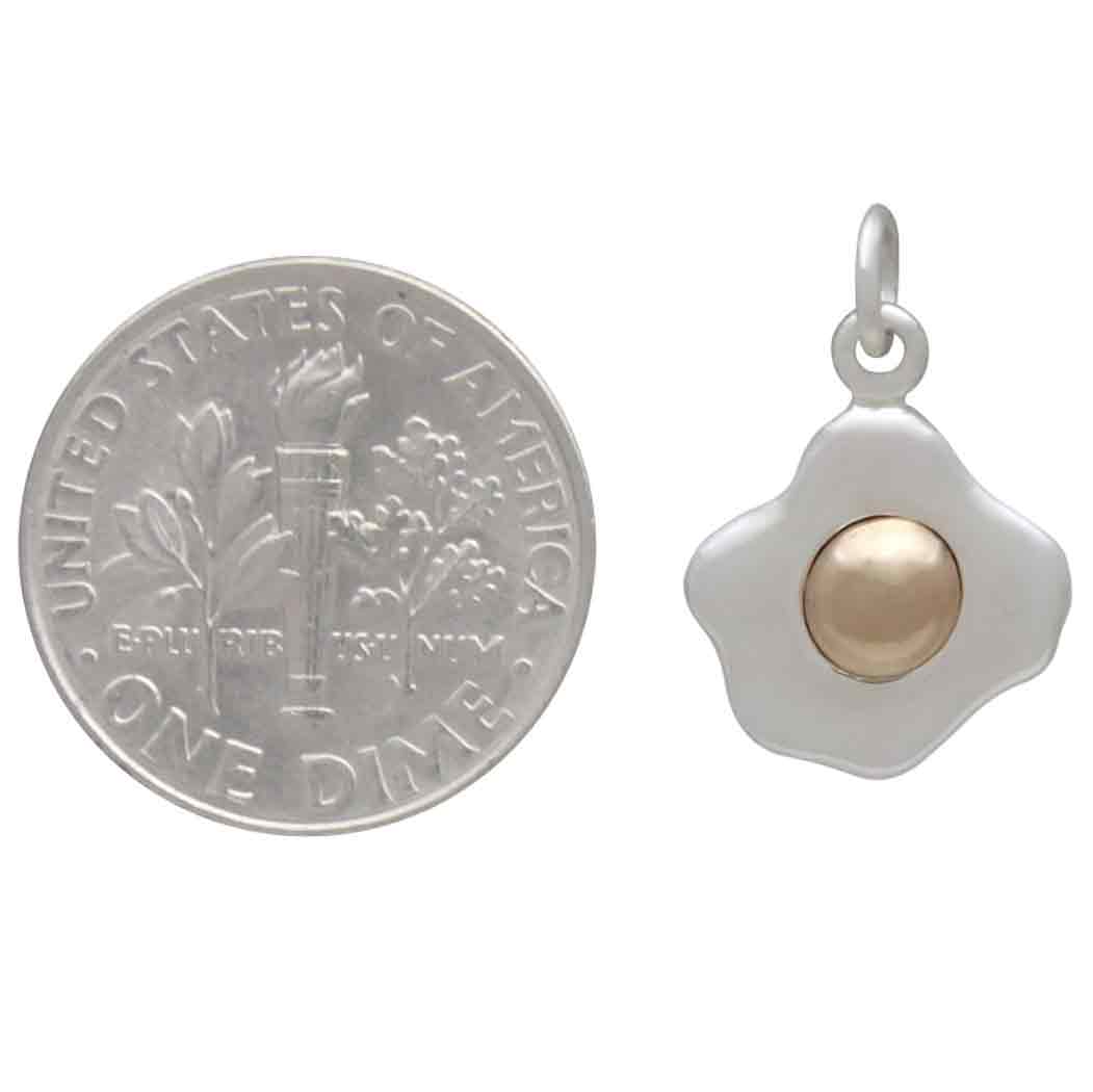 Sterling Silver Fried Egg Charm with Bronze Yolk - Tia Tynette Designs