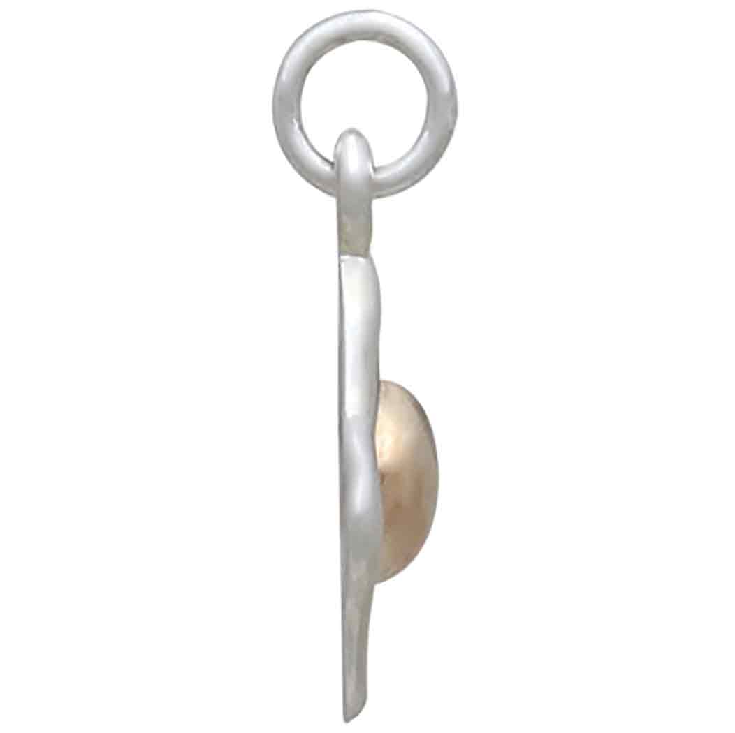 Sterling Silver Fried Egg Charm with Bronze Yolk - Tia Tynette Designs