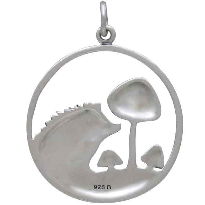 Sterling Silver Hedgehog and Mushroom Charm - Poppies Jewelry
