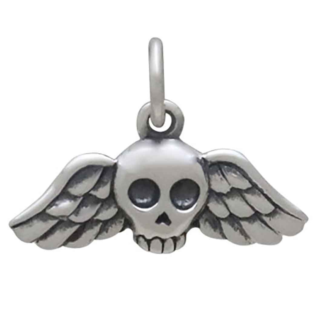 Sterling Silver Mini Winged Skull Charm - Tia Tynette Designs