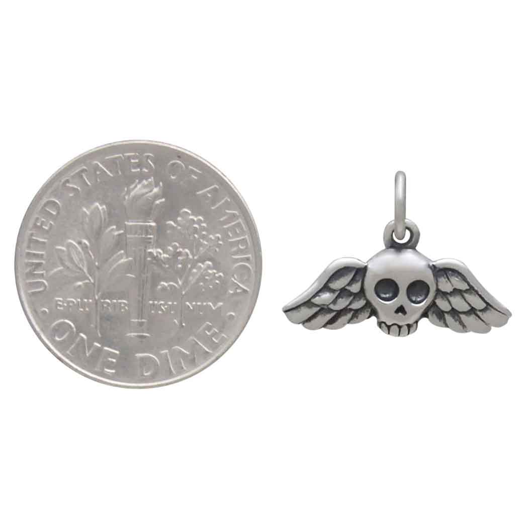 Sterling Silver Mini Winged Skull Charm - Tia Tynette Designs
